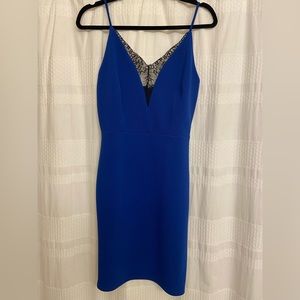 Nordstrom Rack blue mini dress with lace detail